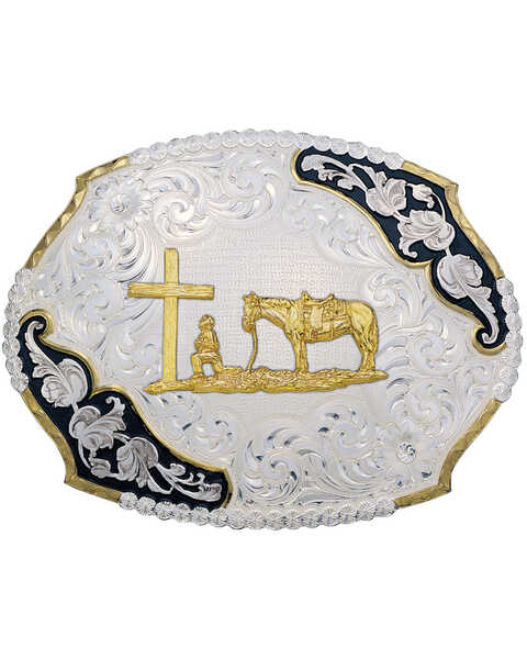 Image #1 - Montana Silversmiths Antique Christian Cowboy Western Belt Buckle, Multi, hi-res