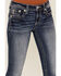 Image #4 - Miss Me Women's Dark Wash Mid Rise Agate Pocket 32" Bootcut Stretch Denim Jeans, Dark Wash, hi-res