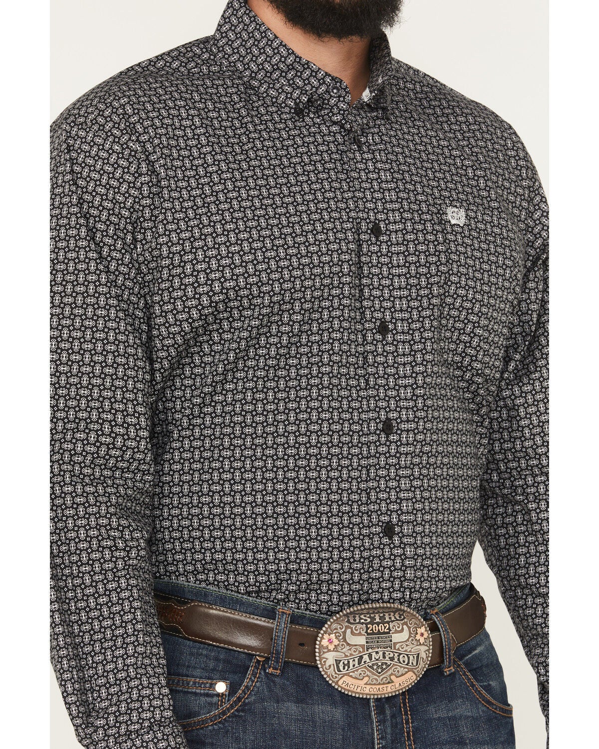 Image #3 - Cinch Men's Geo Print Long Sleeve Button-Down Stretch Western Shirt, Black, hi-res