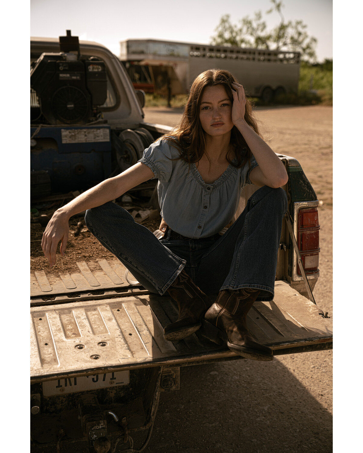 Image #1 - Cleo + Wolf Women's Off The Shoulder Peasant Top, Blue, hi-res