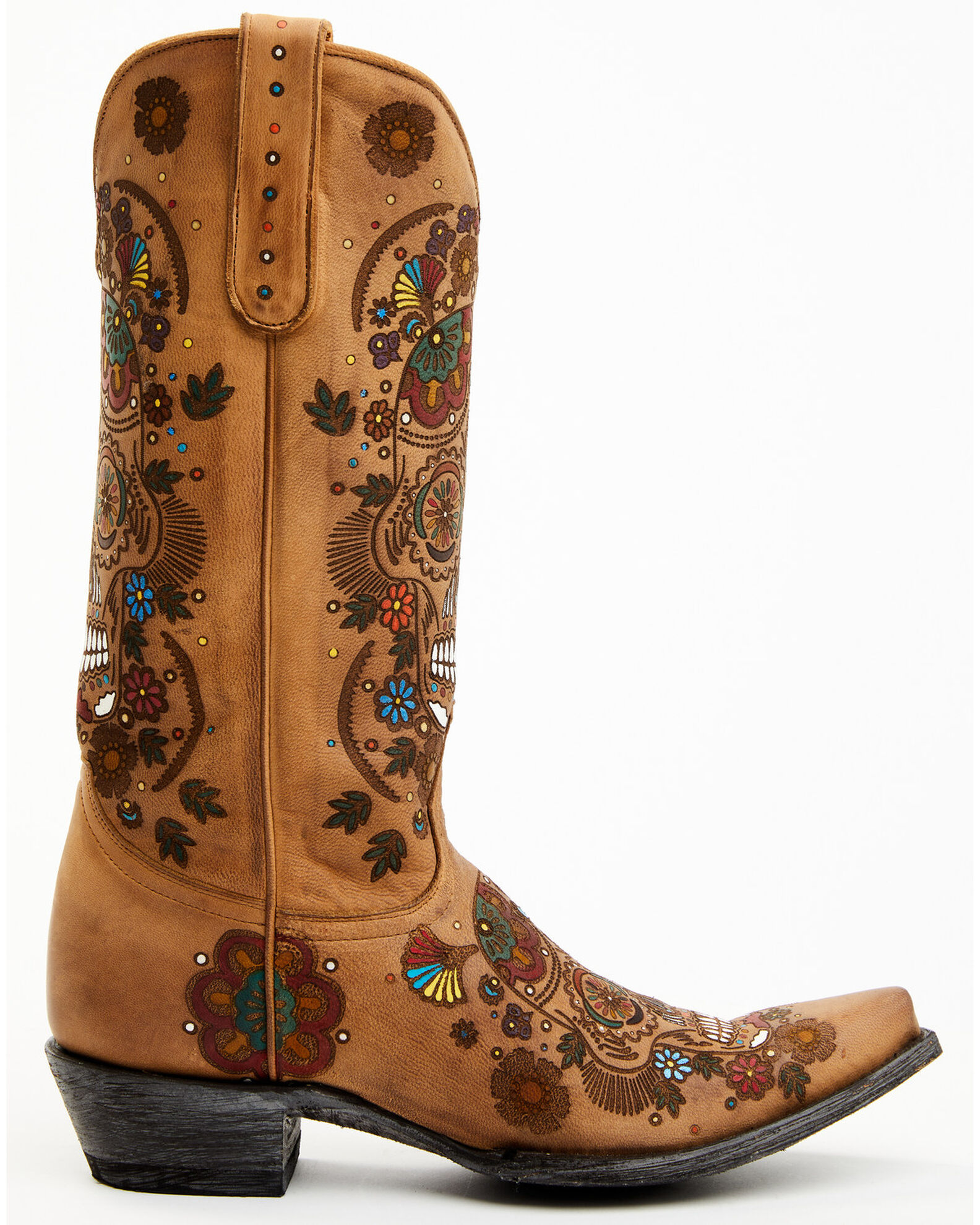 Old Gringo Women s Cavalier Skull Floral Burnished Tall Western Leat