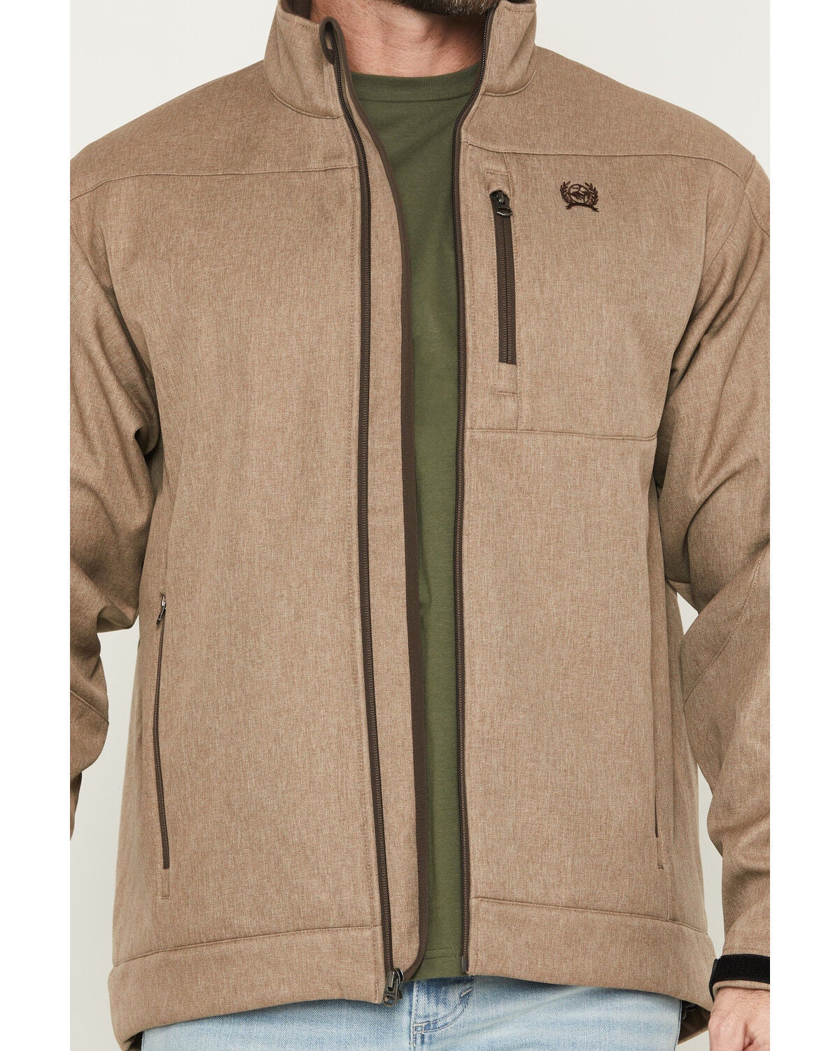 Image #3 - Cinch Men's Bonded Softshell Jacket, Stone, hi-res
