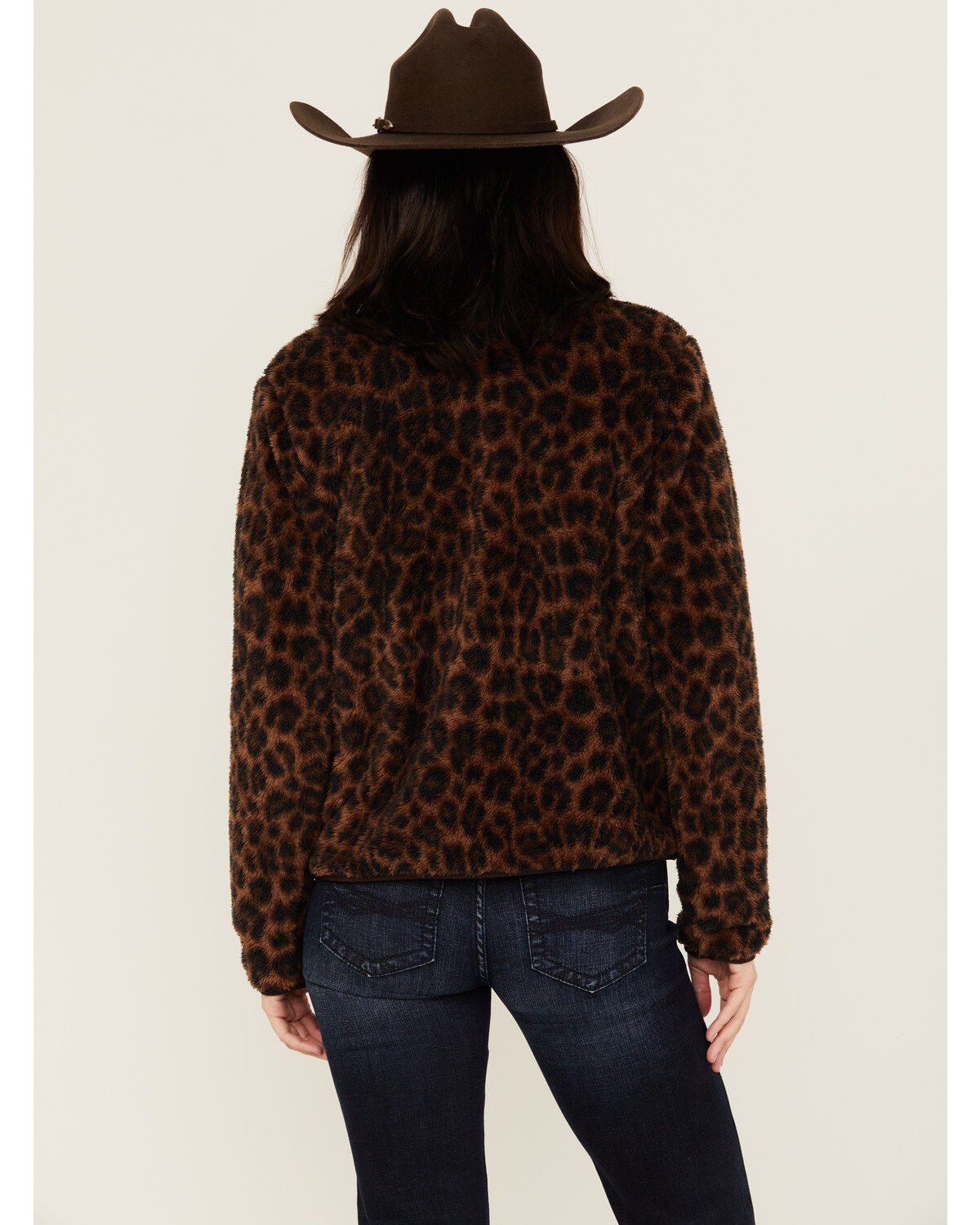 Image #4 - Ariat Women's Berber Leopard Print Sherpa Pullover, Brown, hi-res