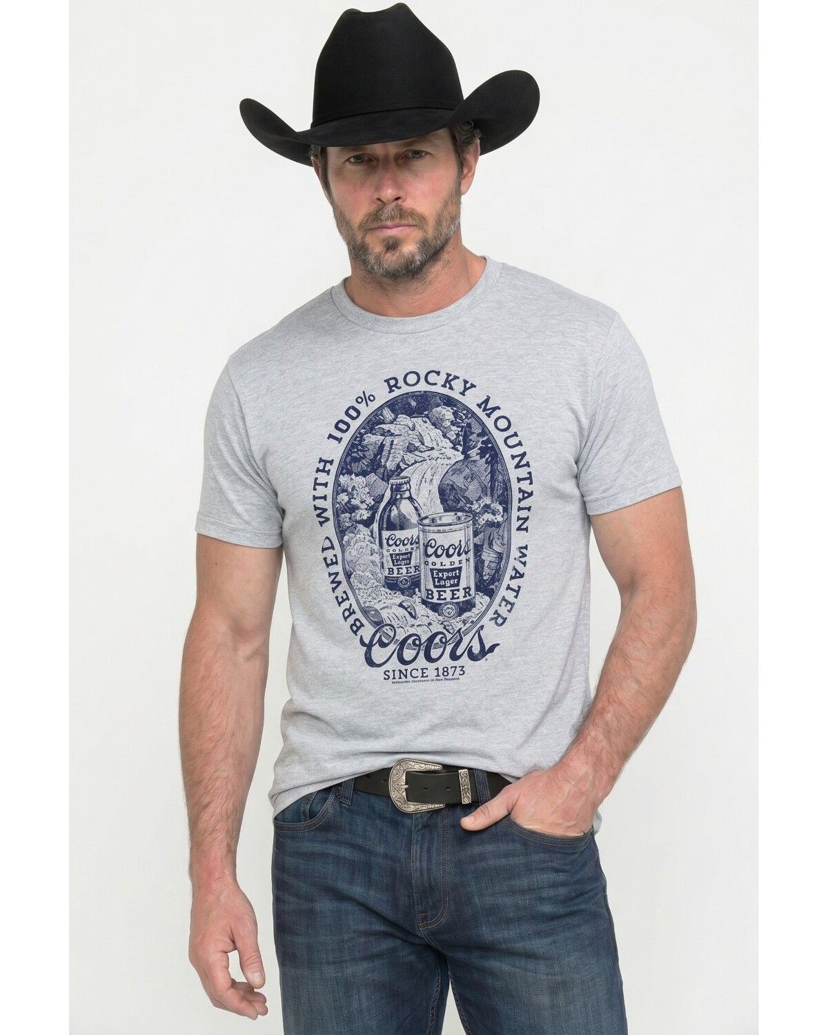 Image #1 - Coors Men's Rocky Mountain Logo Short Sleeve Graphic T-Shirt, Charcoal, hi-res