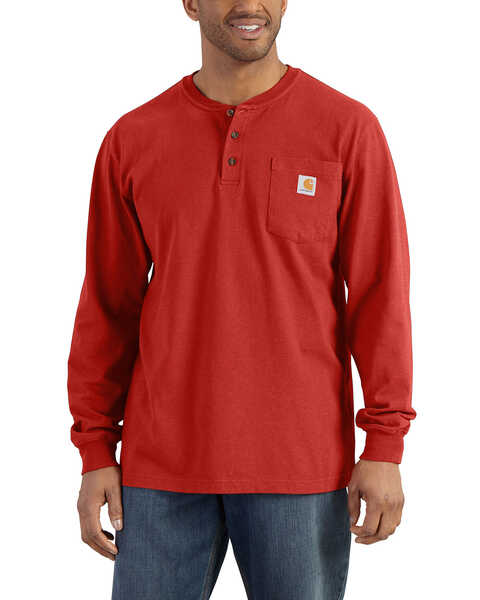 Image #1 - Carhartt Men's Solid Henley Long Sleeve Work Shirt, , hi-res