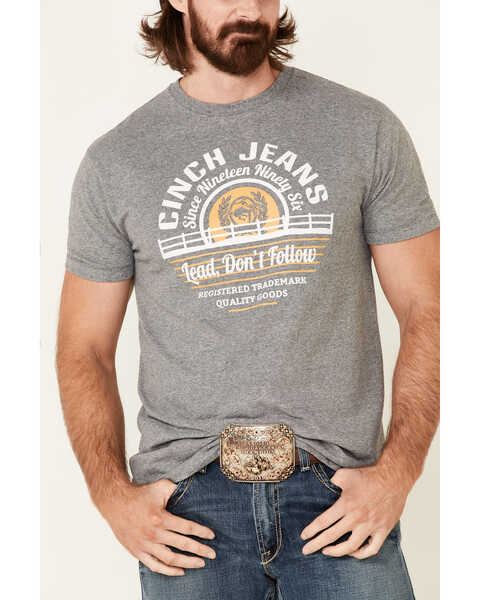 Image #3 - Cinch Men's Gray Lead Don't Follow Circle Graphic Short Sleeve T-Shirt , , hi-res
