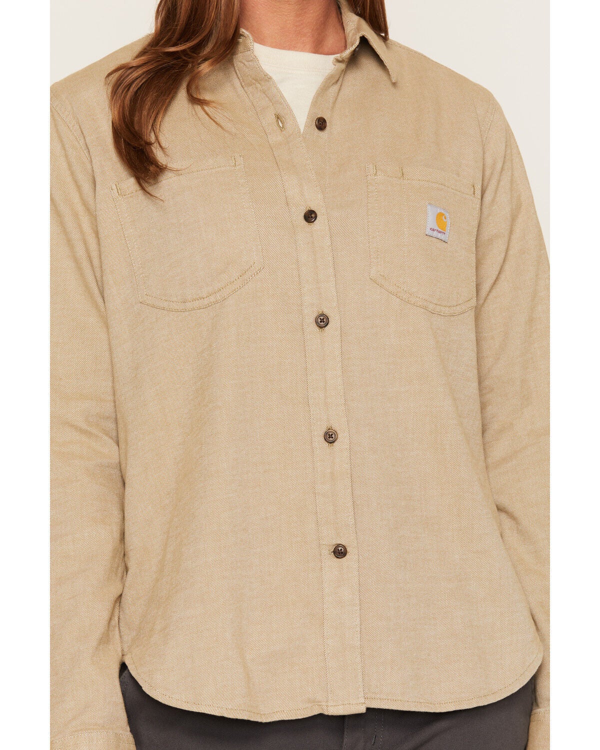 Image #3 - Carhartt Women's Hamilton Relaxed Long Sleeve Button-Down Work Shirt, Olive, hi-res