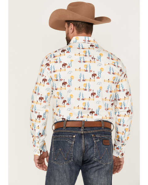 Image #4 - Dale Brisby Men's All-Over Scenic Print Long Sleeve Snap Western Shirt , Teal, hi-res