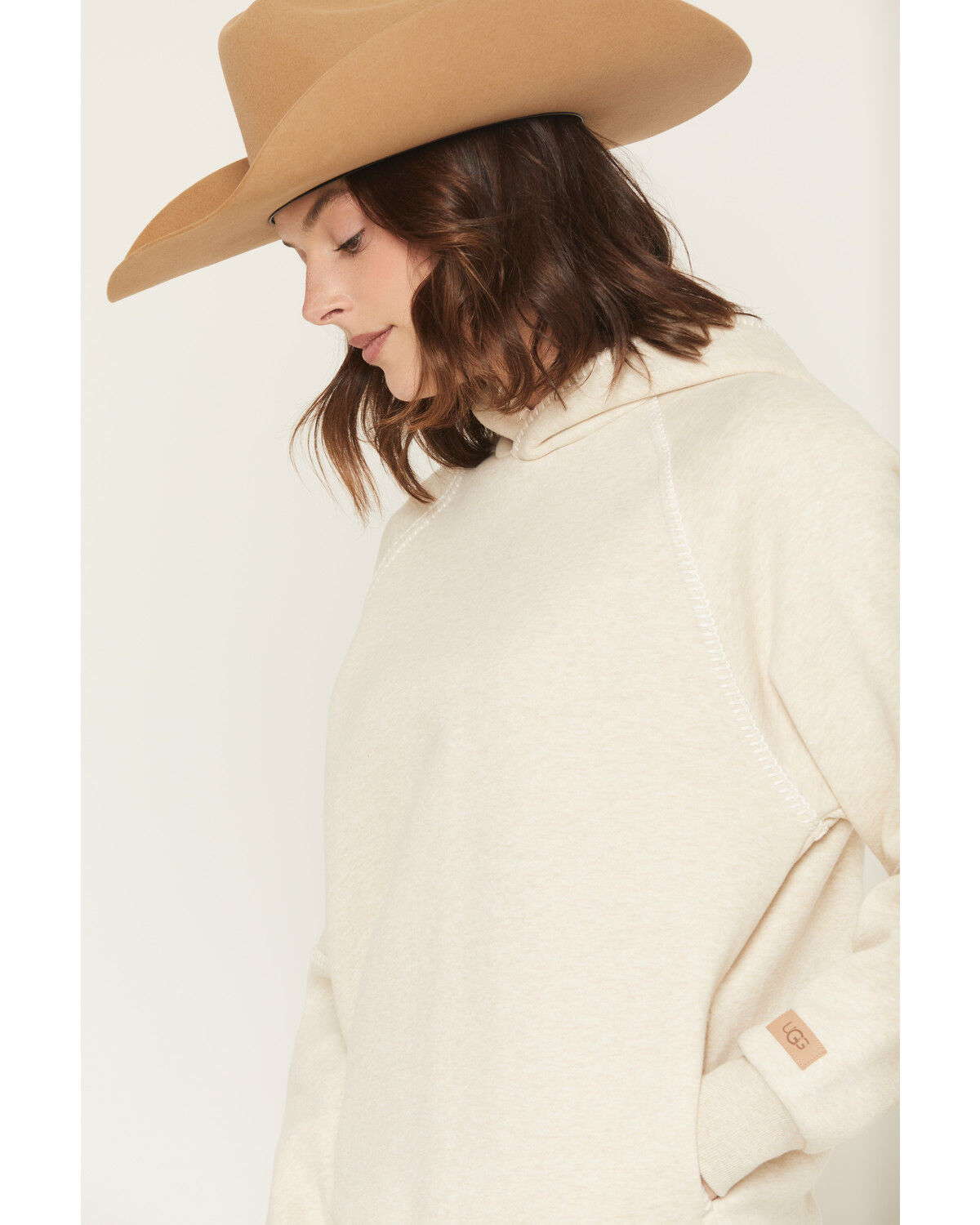 Image #2 - UGG Women's Stitched Hoodie, Oatmeal, hi-res