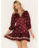 Image #1 - Shyanne Women's Border Southwestern Printed Mini Dress, Maroon, hi-res