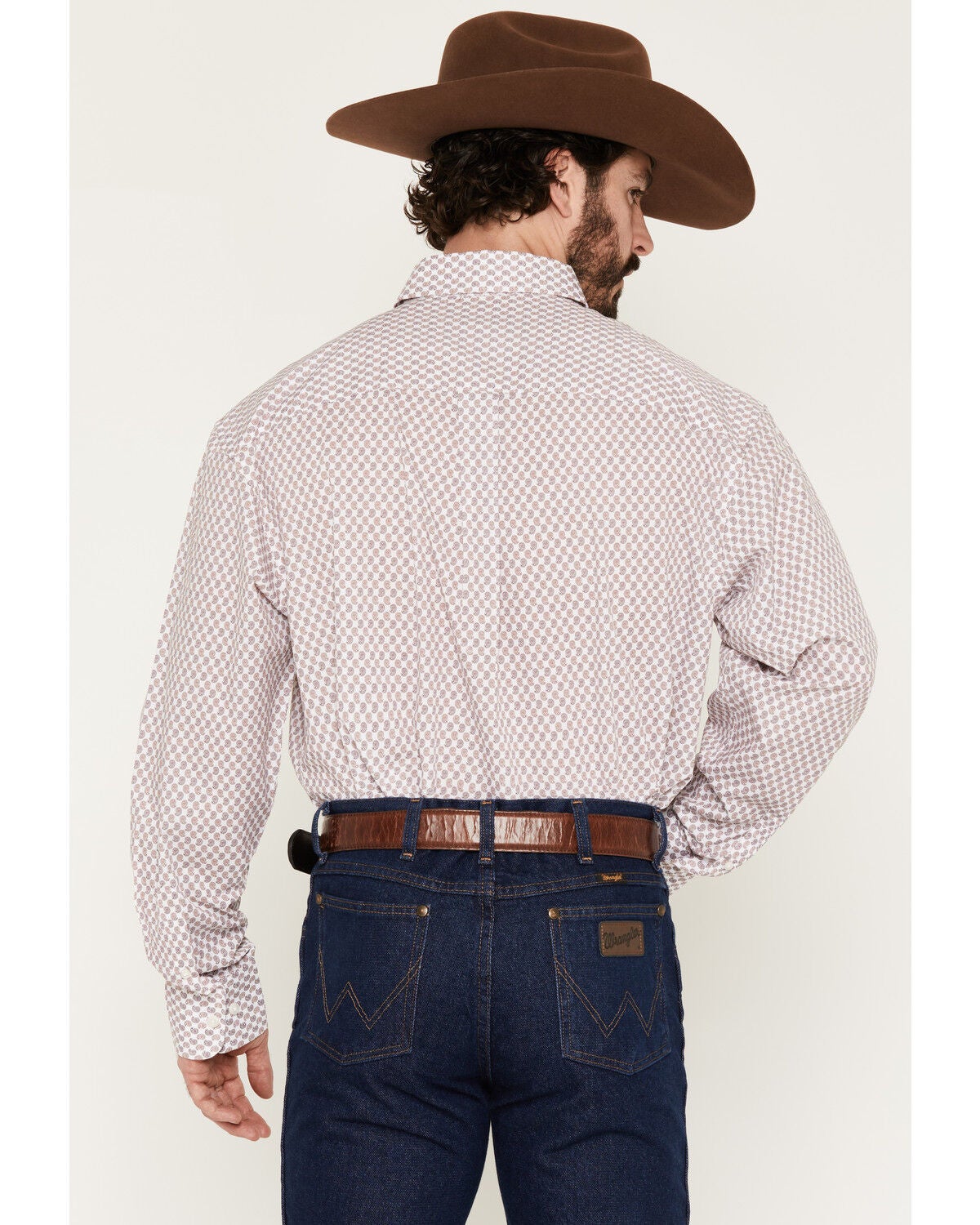 Image #4 - Wrangler Men's Classics Micro Paisley Print Long Sleeve Button-Down Western Shirt, Red, hi-res