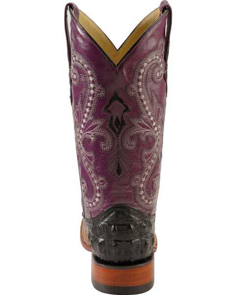Image #7 - Ferrini Women's Hornback Caiman Print Western Boots - Broad Square Toe, Black, hi-res
