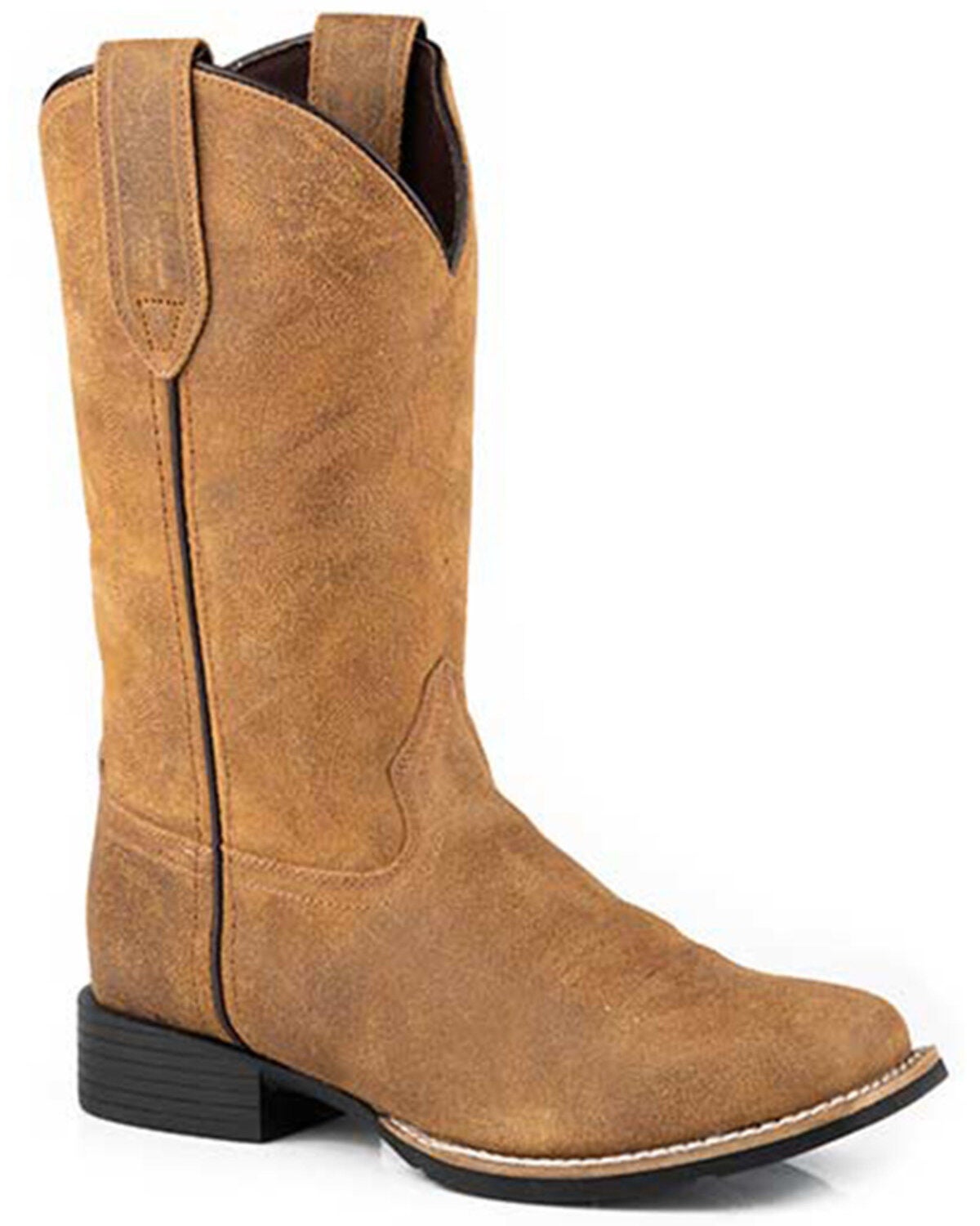 Roper Women's Monterey Suede Western Boots - Square Toe, Tan, hi-res