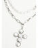 Image #2 - Shyanne Women's Pearl Cross Layered Necklace, Silver, hi-res