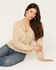 Image #1 - Shyanne Women's Preece Paisley Print Long Sleeve Peasant Top, Taupe, hi-res