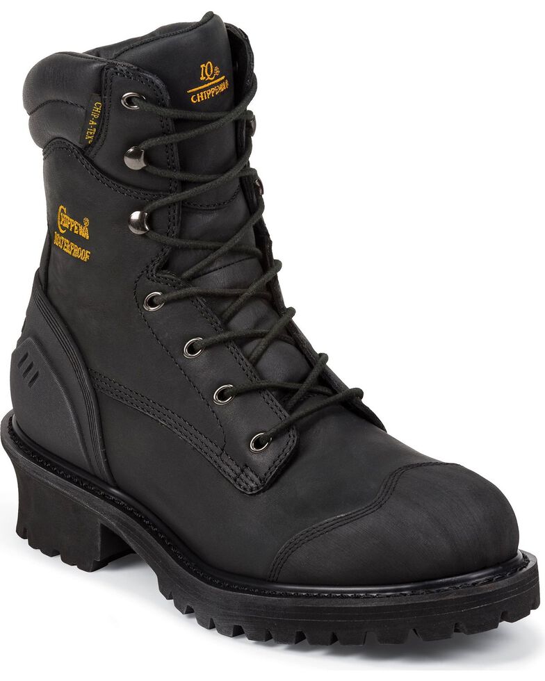 Chippewa Men's Insulated Composite Toe Logger Work Boots, Black, hi-res