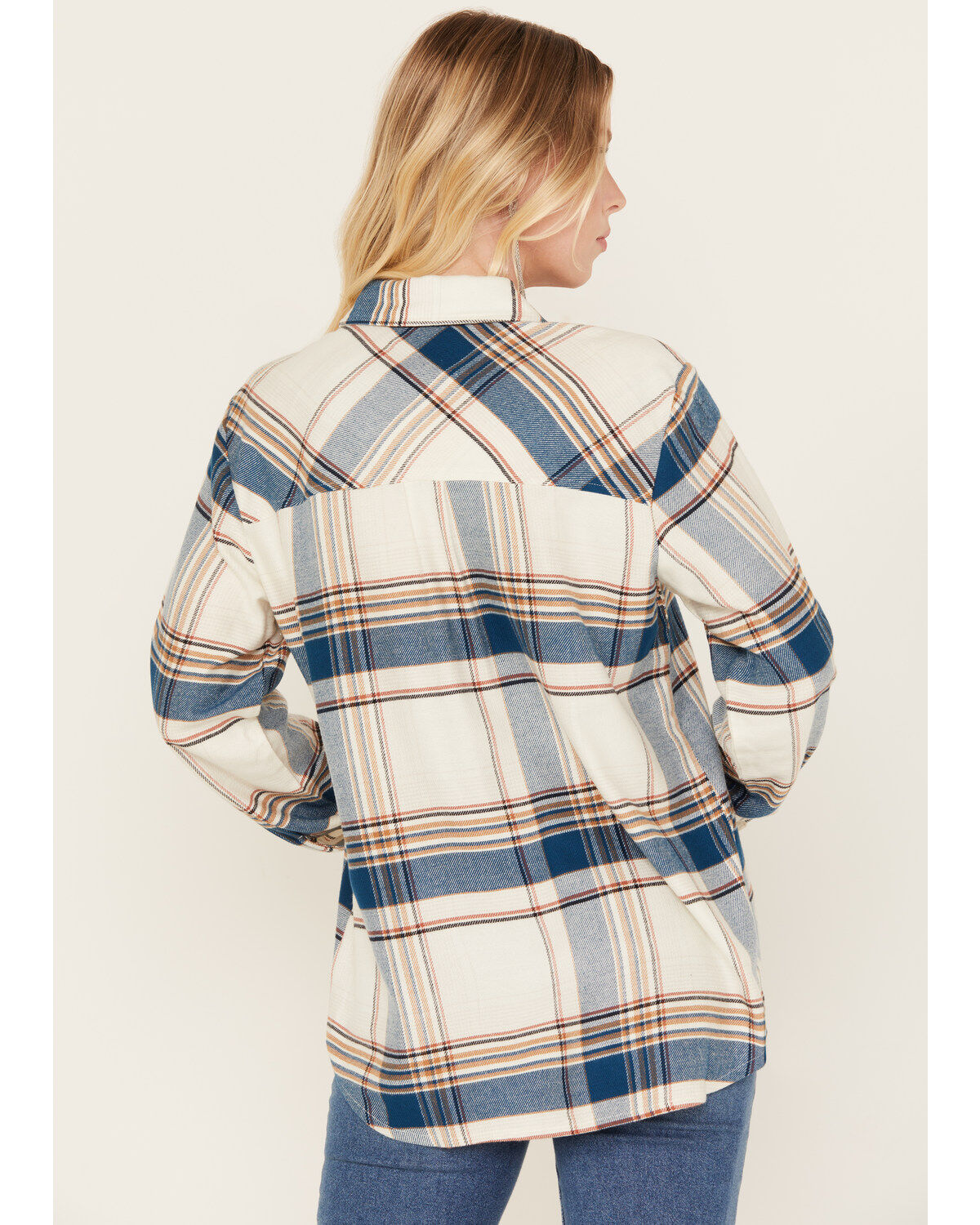 Image #4 - Idyllwind Women's Catherine Lightweight Long Sleeve Pearl Snap Flannel Boyfriend Shirt, Dark Blue, hi-res