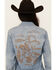 Image #3 - Stetson Women's Medium Wash Embroidered Cowboy Long Sleeve Pearl Snap Denim Shirt , Blue, hi-res