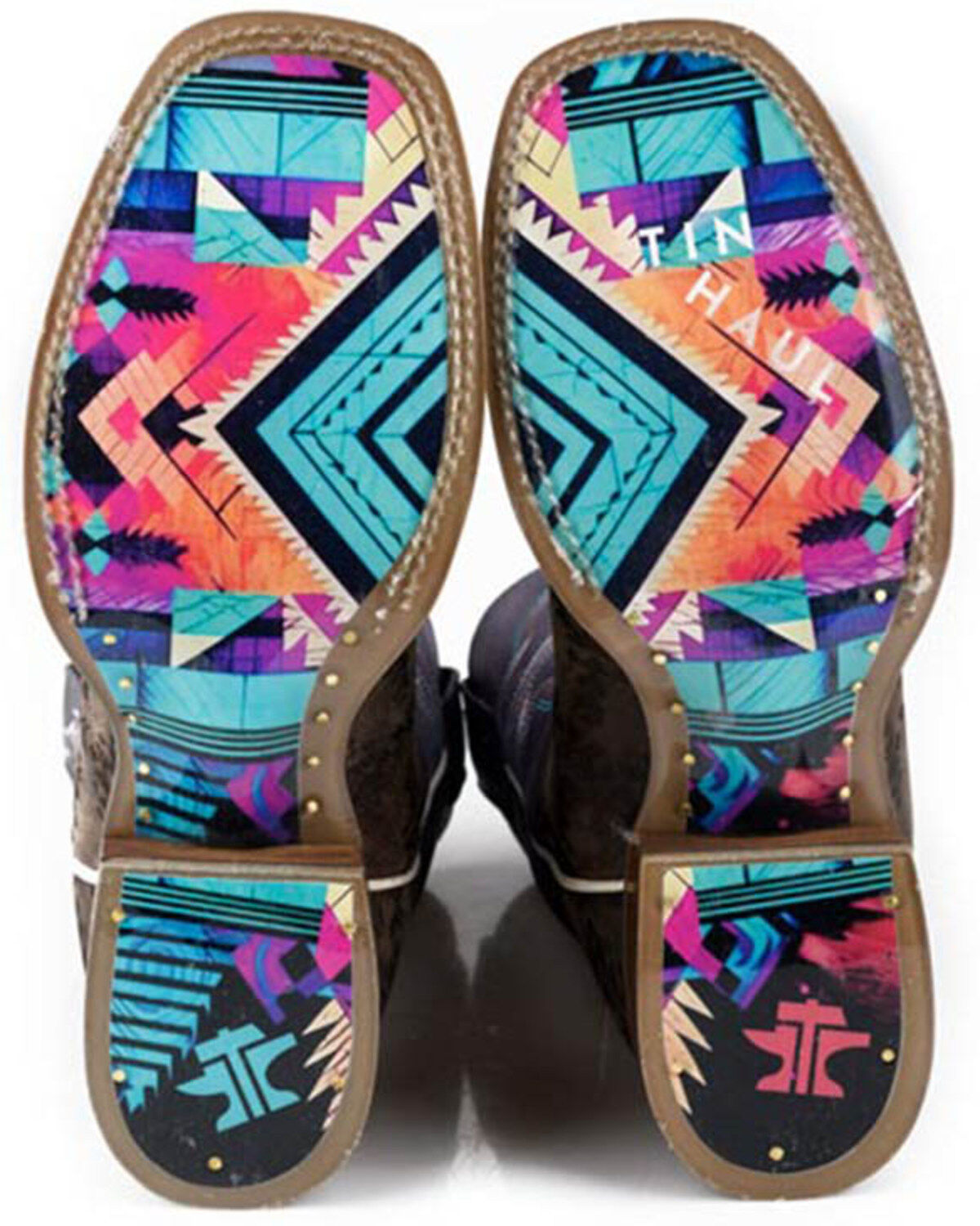 Image #2 - Tin Haul Women's Sizzling Aztec Western Boots - Broad Square Toe, Brown, hi-res