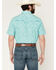 Image #4 - Ferrell Men's Flynn Checkered Logo Print Short Sleeve Snap Stretch Western Shirt, Mint, hi-res