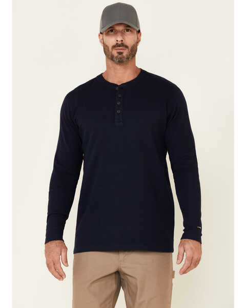 Hawx Men's Thermal Henley Long Sleeve Work Shirt, Navy, hi-res