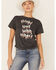 Image #1 - Shyanne Women's Charcoal Drinks Well With Others Graphic Tie-Bottom Short Sleeve Tee, , hi-res