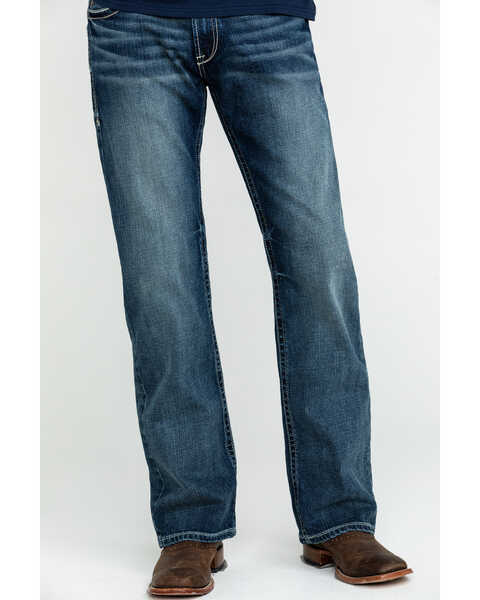 Image #2 - Ariat Men's M5 Lennox Stretch Stackable Slim Straight Jeans , Blue, hi-res