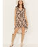 Image #1 - Shyanne Women's Printed Chiffon High-Low Dress, Brown, hi-res