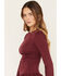 Image #2 - Cleo + Wolf Women's Drop Waist Tiered Knit Mini Dress, Wine, hi-res