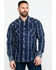 Image #1 - Rock & Roll Denim Men's Crinkle Plaid Long Sleeve Western Shirt , Blue, hi-res