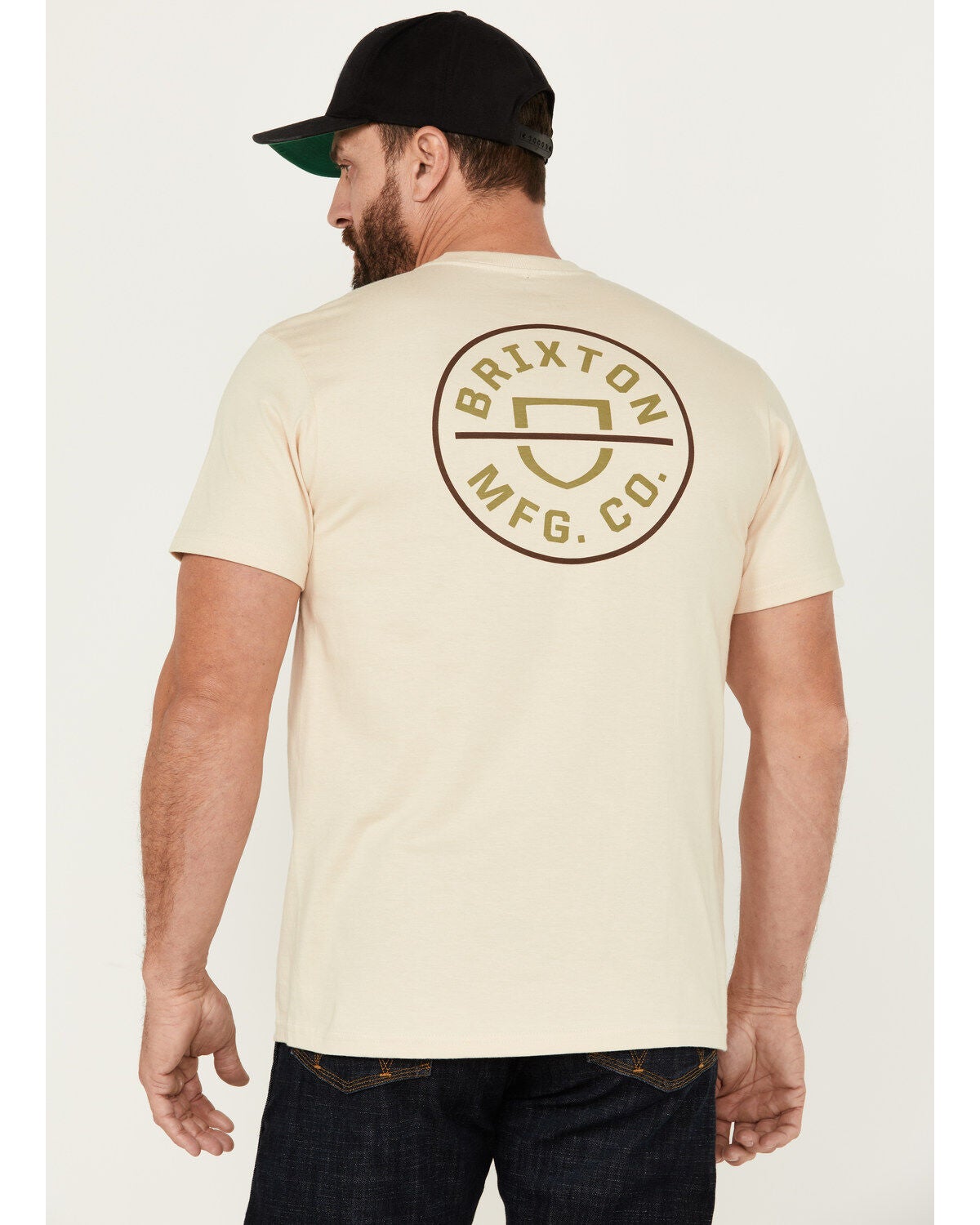 Brixton Men's Crest II Logo Short Sleeve Graphic T-Shirt, Cream, hi-res
