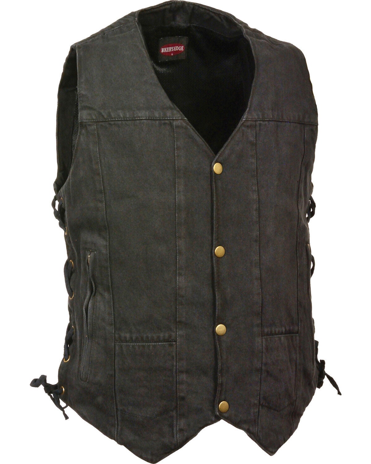 Milwaukee Leather Men's 10 Pocket Side Lace Denim Vest - 4X, Black, hi-res