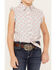 Wrangler Girls' Sleeveless Tie Front Pearl Snap Western Shirt, Teal, hi-res