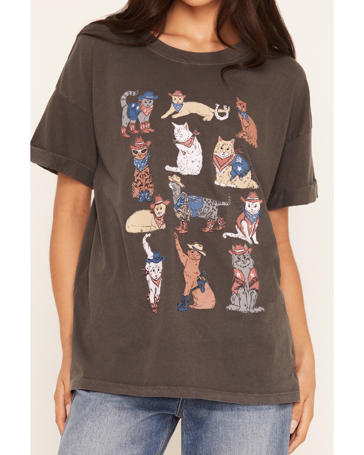 Image #3 - Girl Dangerous Women's Western Cat Short Sleeve Graphic Tee, Black, hi-res