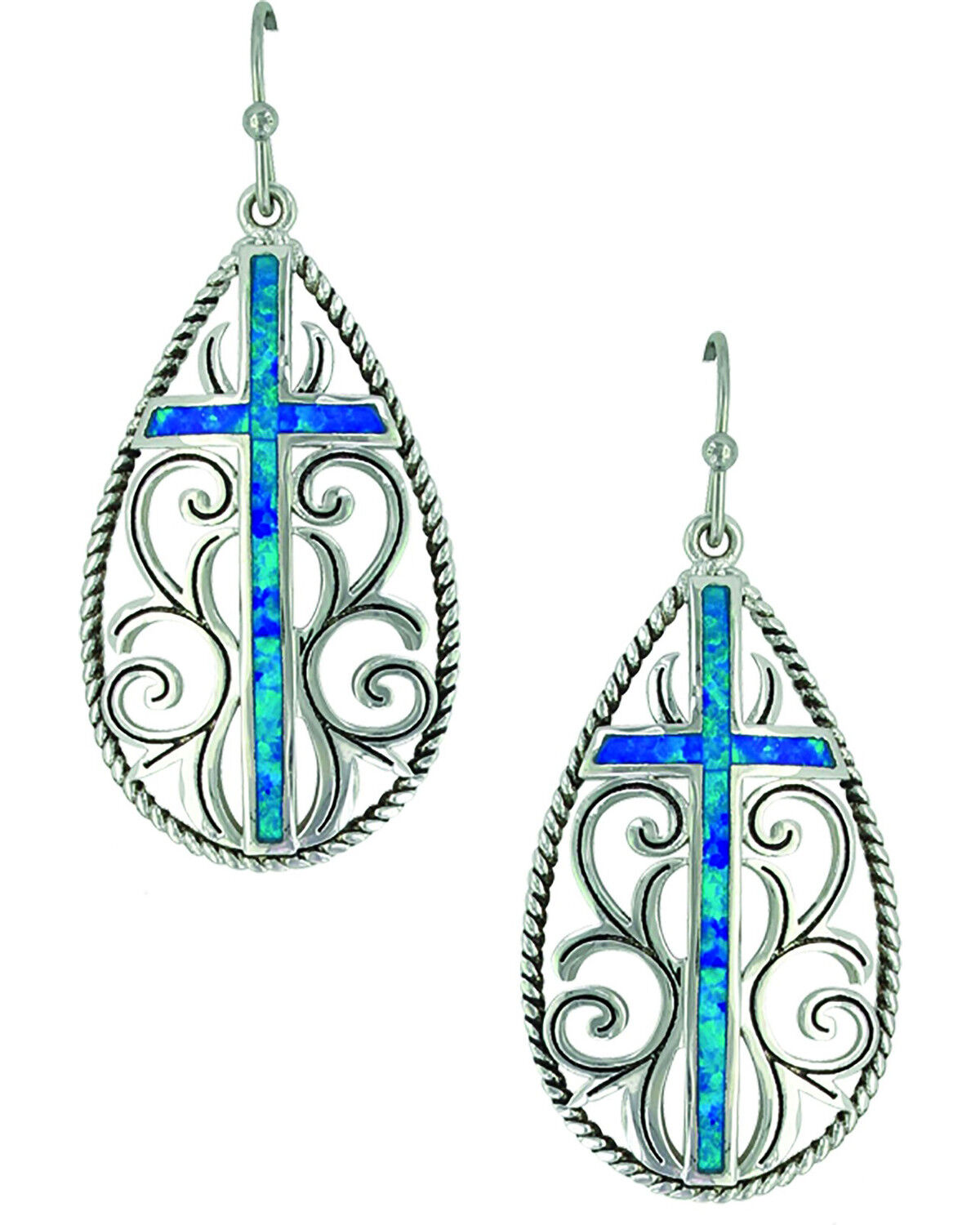 Image #1 - Montana Silversmiths Women's Filigree Water Lights Cross Earrings, Silver, hi-res