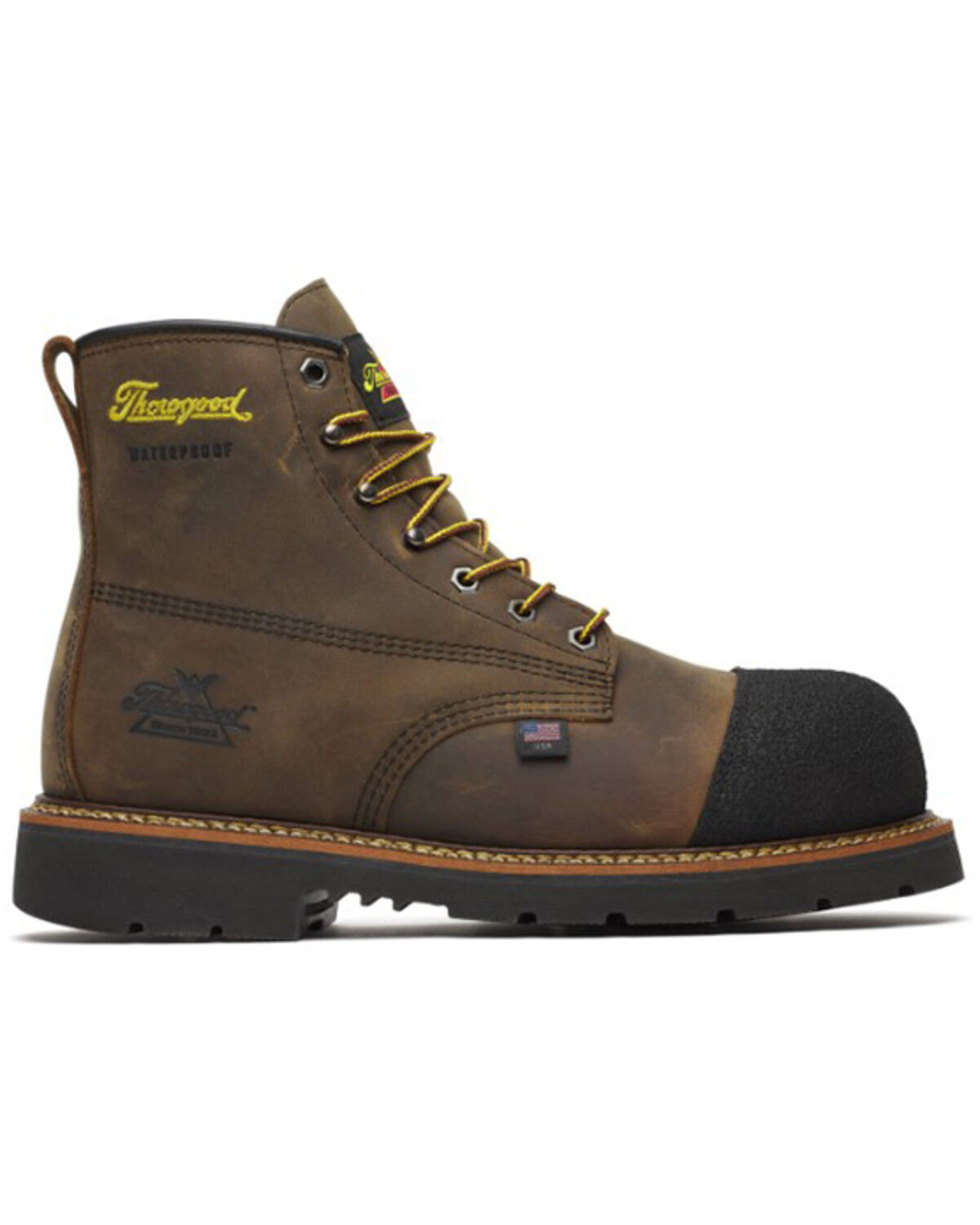 Image #1 - Thorogood Men's 6" Hammerhead USA Work Boots - Nano Toe, Dark Brown, hi-res