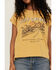 Cleo + Wolf Women's Stay Golden Rolled Sleeve Graphic Tee, Gold, hi-res