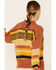 Very J Women's Striped Fuzzy Knit Sweater , Rust Copper, hi-res
