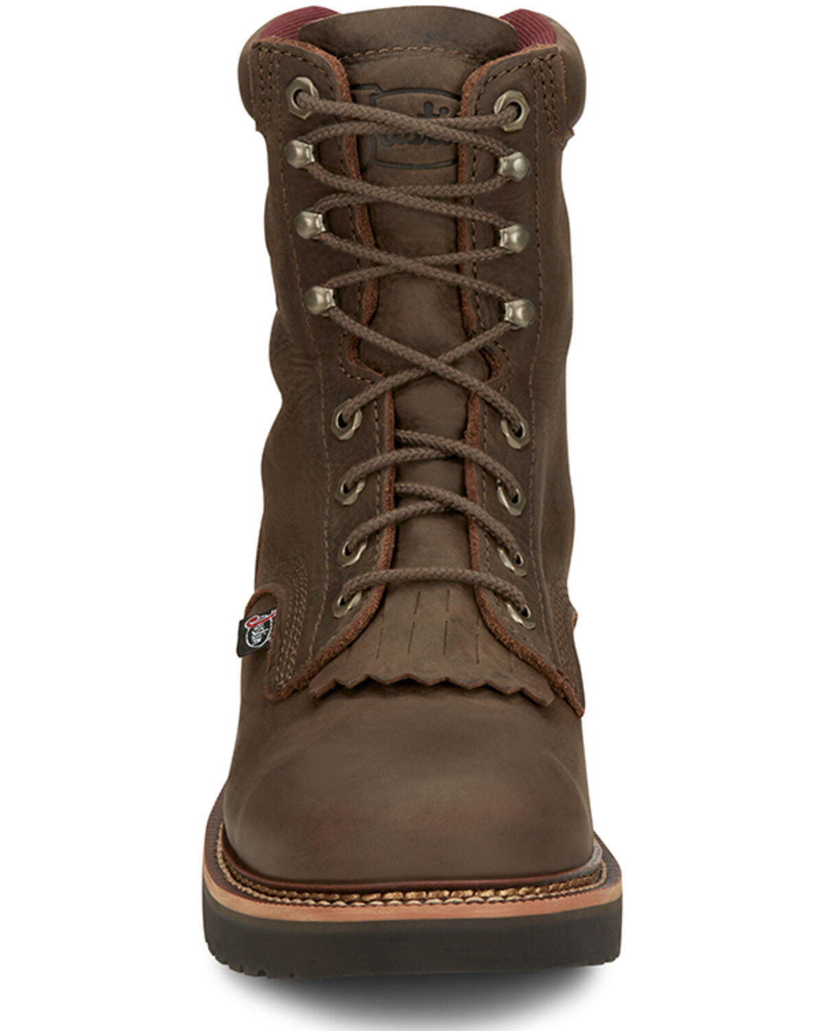 Image #4 - Justin Men's Rivot Lace-Up Work Boots - Soft Toe, Brown, hi-res