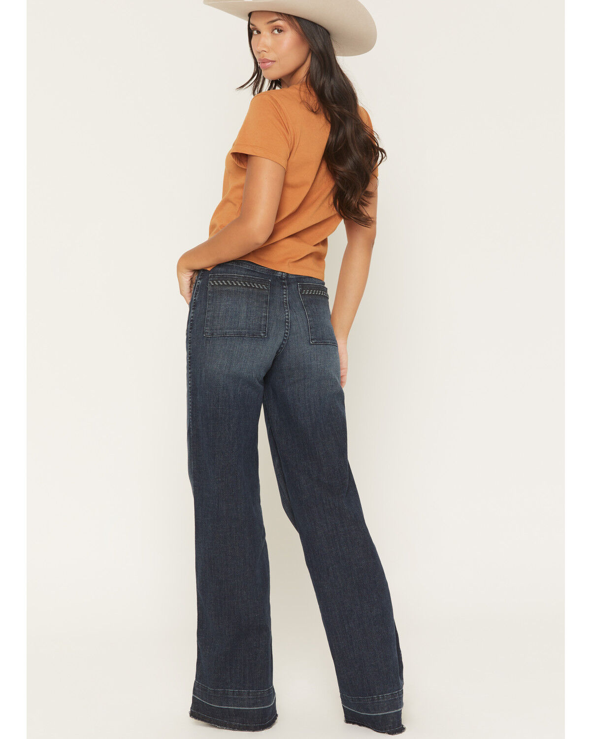 Product Name:  Ariat Women's Dark Wash Ultra High Rise Jill Wide Leg Stretch Denim Jeans