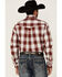 Roper Men's Campfire Ombre Plaid Print Long Sleeve Button Down Western Shirt , Red, hi-res