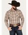 Image #1 - Ely Walker Men's Plaid Print Long Sleeve Pearl Snap Western Shirt, Beige/khaki, hi-res