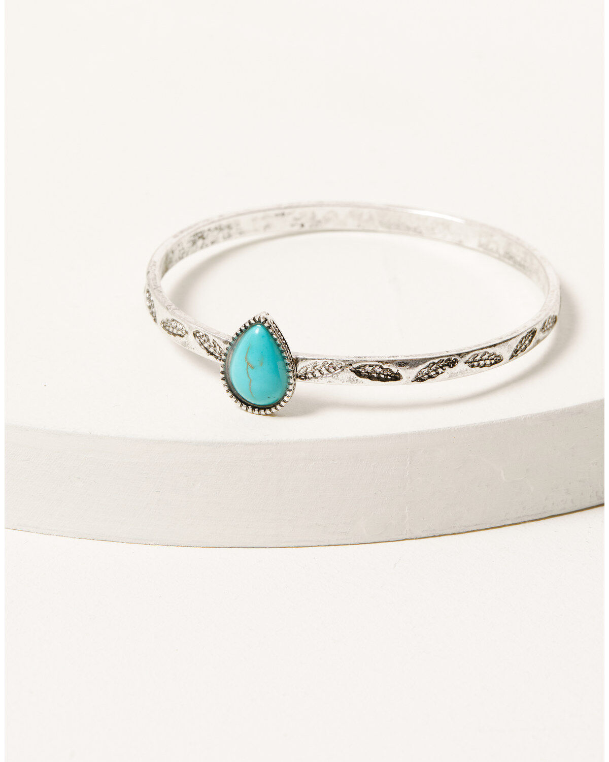 Image #5 - Shyanne Women's 4-piece Silver Turquoise & Peach Moonstone Bangle Bracelet Set, Silver, hi-res