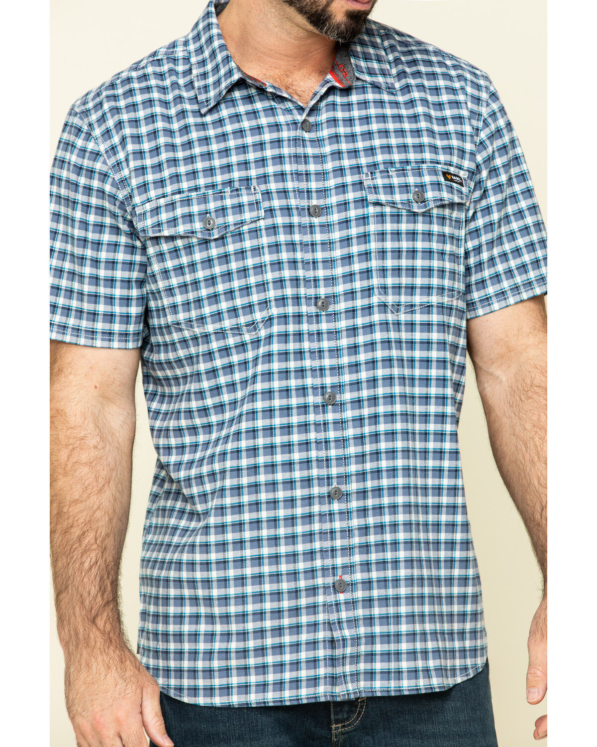 Image #4 - Hawx Men's Skyhawk Indigo Plaid Short Sleeve Work Shirt, , hi-res
