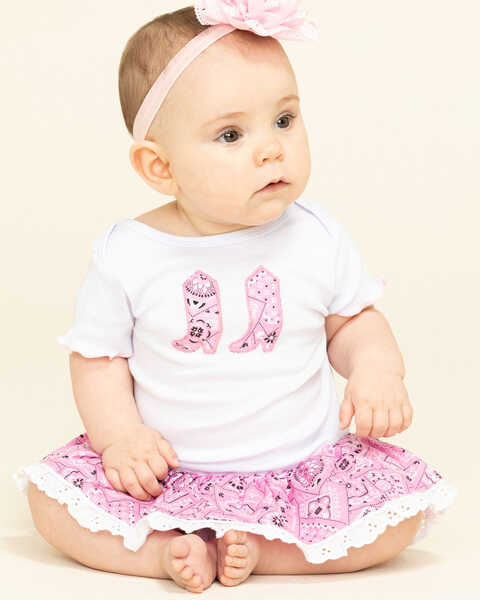 Baby Korral Infant Girl's Paisley Ruffle Onesie, Pink, hi-res
