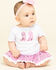 Image #1 - Baby Korral Infant Girl's Paisley Ruffle Onesie, Pink, hi-res