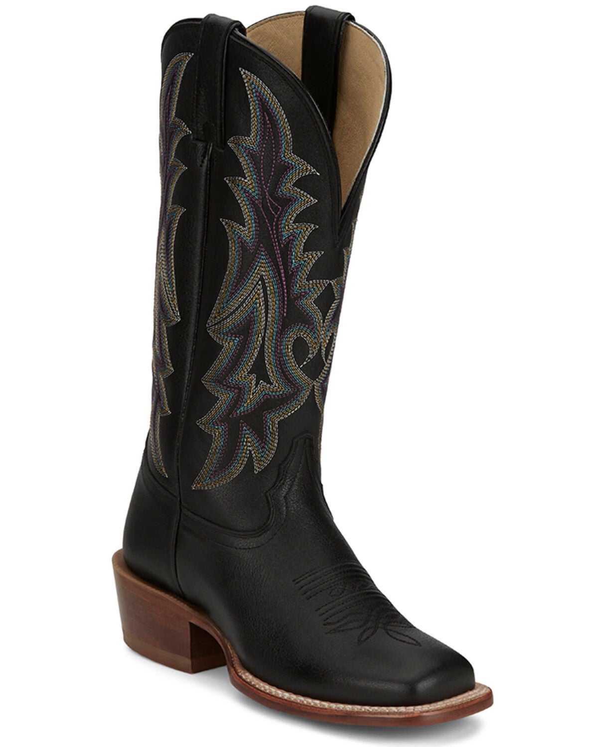 Tony Lama Women's Estella Western Boots - Square Toe, Black, hi-res