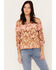 Shyanne Women's Ikat Peasant Blouse , Brick Red, hi-res