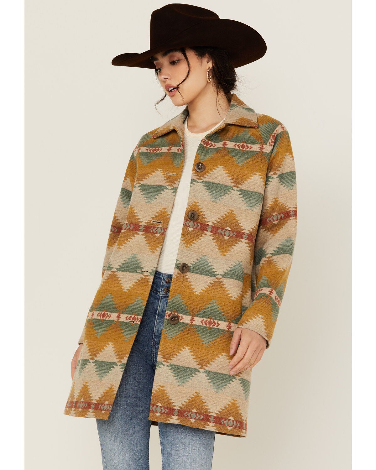 Pendleton Women's Printed Coat, Tan, hi-res
