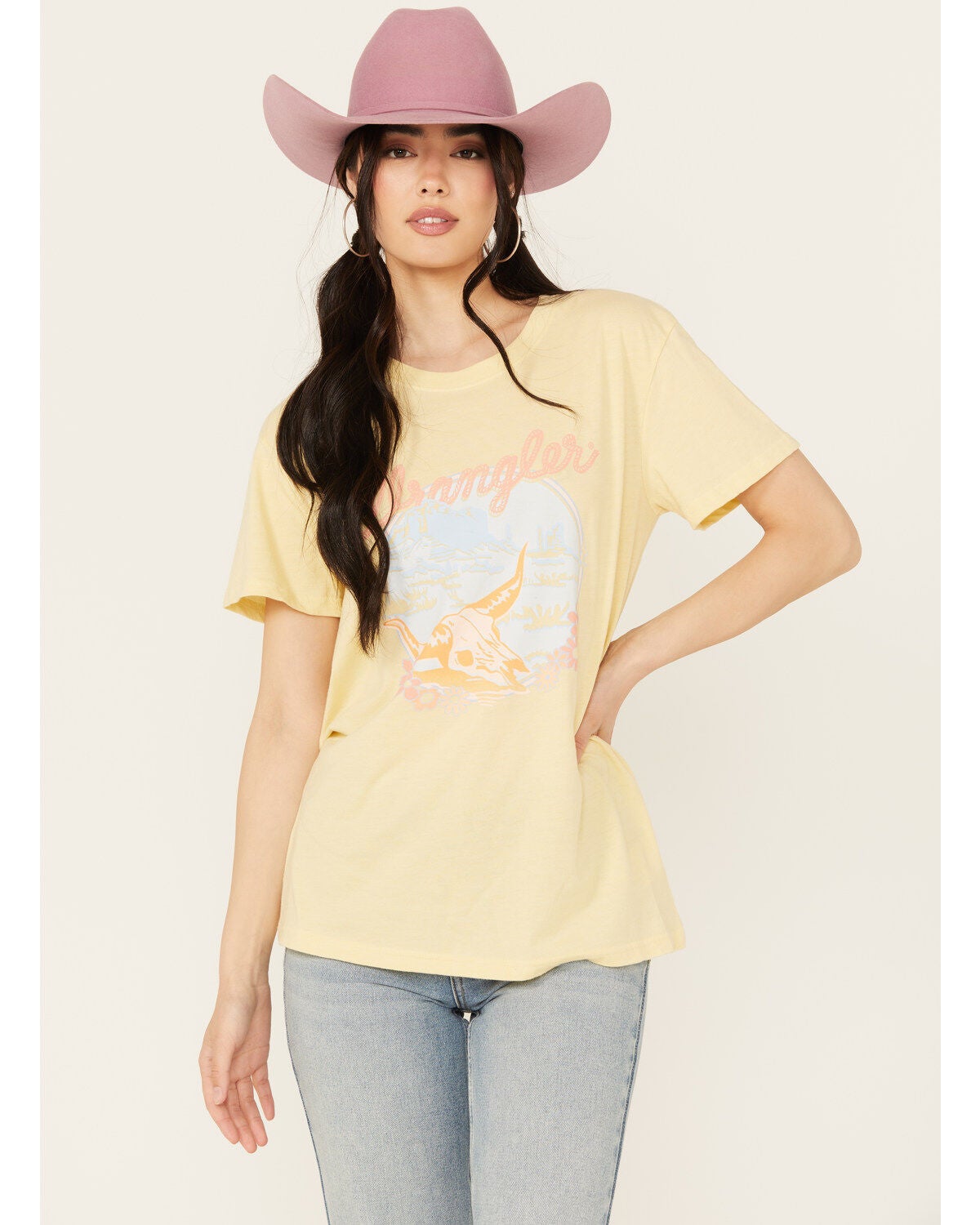 Wrangler Women's Desert Scene Short Sleeve Graphic Tee, Yellow, hi-res